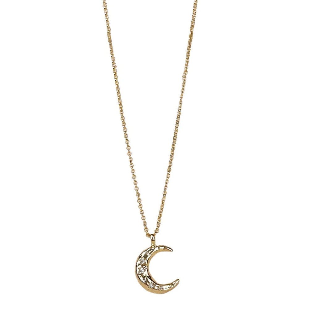 Luxe Cresent Moon Necklace - 18k Hammered, Gold Filled, Eco-Friendly